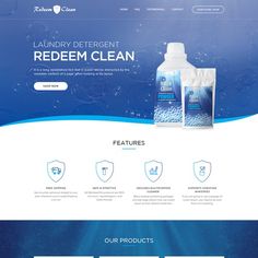 the landing page for an eco - friendly cleaning company, with water and air bubbles on it