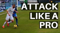 two men playing soccer on a field with the words attack like a pro