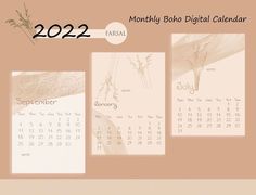 three calendars with plants on them and the numbers 2012 - 2012 written in spanish