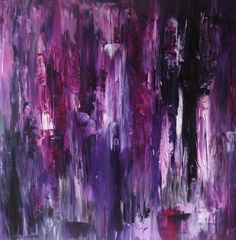 an abstract painting with purple and black colors