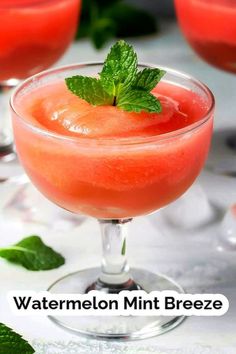 watermelon mint breze is garnished with fresh mint