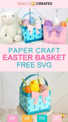 paper craft easter basket with free svg pattern and instructions to make it in the shape of an easter basket