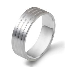 men's wedding band with two lines in white gold