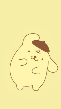 a drawing of a dog with a hat on its head and eyes closed in front of a yellow background