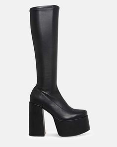 Knee High Sock Boots, Platform Knee High Boots, Dramatic Silhouette, Butterfly Heels, Fold Over Boots, Denim Heels, Footwear Design, Platform Heels Boots, Steve Madden Boots