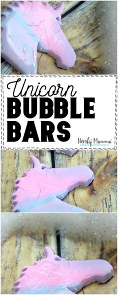 three different images of unicorn bubble bars on top of each other