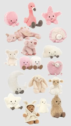 stuffed animals are arranged in the shape of stars