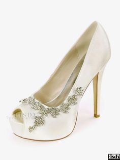 Fisdy - Exquisito Rhinestone Peep Toe Zapatos de novia para las mujeres - elegante tacón de aguja Bombas Fall Toes, Shoes For, Pumps Heels Stilettos, Heel Pumps, Bridal Shoes, Stiletto Heel, Types Of Shoes, Pumps Heels, Stiletto Heels