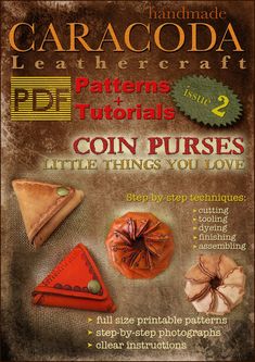 the front cover of caracolada leathercraft patterns and instructions for coin purses, little things you love