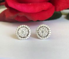 14kt white gold diamond cluster earrings with diamond jackets.  1ctw. Diamond Cluster Earrings, Cluster Earrings, May 22, Diamond Cluster, White Gold Diamonds, Jewelry Earrings Studs, Favorite Jewelry, Gold Diamond, Etsy Accessories