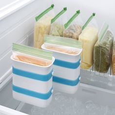 freezers filled with food in the refrigerator