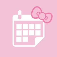 a pink hello kitty wallpaper with a calendar and a bow on the top of it