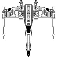 a drawing of the star wars millennium fighter plane, drawn in black and white on a white background