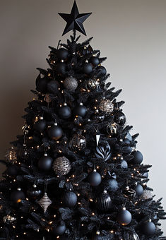 Black Dark Christmas Tree Decor Theme Black Christmas Tree With Black Ornaments, Black Decorations Christmas Tree, Crow Christmas Tree, Black And Purple Christmas Tree, Modern Black Christmas Tree, All Black Christmas Tree, Black Red Christmas Tree, Black Christmas Tree Decorations Ideas, Mansion Christmas Decor