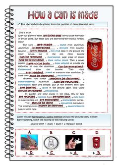 an open notebook with instructions on how to make a soda can in english and spanish