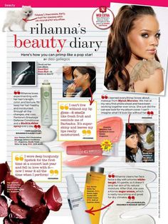 a magazine page with pictures of beauty products