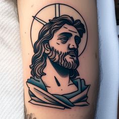 American Traditional Bible Tattoo, Traditional Religious Tattoo, Christian Traditional Tattoo, Jesus Traditional Tattoo, Christian Gothic Tattoos, Simple Traditional Tattoo, Christian Tattoo Ideas