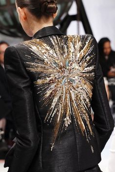 Detail Couture, Embellished Jacket, Couture Mode, Estilo Punk, Gold Sequins, Embroidery Fashion, Fall 2016