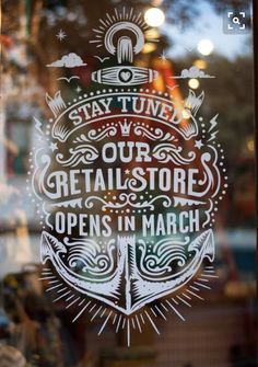 an image of a store window with the words stay tuned, our retail opens in march