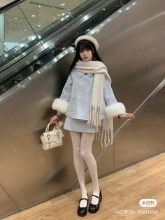 Winter Ootd Aesthetic, Cute Winter Outfits Coquette, Classy Young Women Outfits, Winter Couqutte Outfits, Korean Winter Fashion Women, Korean Cute Dress Outfit, Cute Winter Birthday Outfits, Feminine Outfit Winter, Cute Winter Outfits Korean