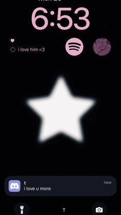 an iphone screen with the time displayed on it and a star next to it that says, i love you more