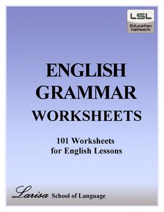 an english language workbook with the title, english grammar worksheets for english lessons