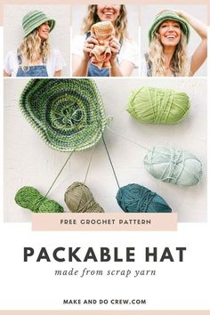 the crochet hat pattern is made from scrap yarn