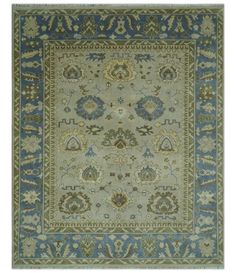 Expertly hand-knotted and crafted with traditional Oushak design, this 8x10 antique-look area rug is made of soft, high-quality wool in silver, blue, and green hues. Enhance your space with its timeless beauty and durable construction, this rug features intricate patterns and rich colors that will elevate your decor. Blue And Green Rug, White Cloth, Wool Area Rug, Green Rug, Silver Blue, Antique Style, Blue And Green, Rug Decor, Wool Area Rugs