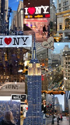 the collage shows many different buildings in new york