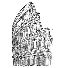 an ink drawing of the colossion in rome, italy it is one of the most famous landmarks