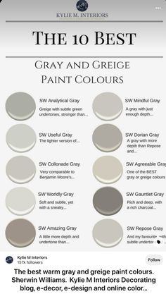 the 10 best gray and grey paint colors