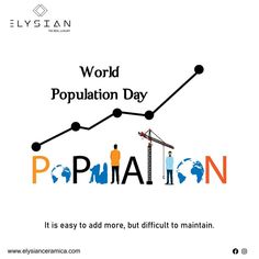 the words word population day are shown above an image of people standing in front of a crane