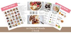 the 30 days of bowls e - book is open and ready to be used for cooking