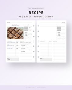 Recipe Journal A6 Ring Printable InsertsDigital DownloadFood Recipe TemplateBlank Recipe PageCook Book PlannerSimple Recipe Form Card OrganizerDiet Meal Recipe [💡MonthlyJoy's CheckPoint𝑨6Spaces for a Recipe name or title and Photo or IllustrationServesPrepCookTotal TimeCooking TemperatureToolsUtensilFood Allergy infoIngredientsAmountDirectionsNotes [📏 Recipe Paper Template, Recipe Template Design, Recipe Planner Template, Good Notes Recipe Template, Free Recipe Card Template, Blank Recipe Book, Recipe Pages Printable Free, Recipe Page Design, Recipe Templates Free