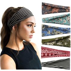 PRICES MAY VARY. 【6 Pieces Value Pack】GREAT VALUE 6 sport headbands for women & girls in your parcel, Bohemia element of this stretchy exercise headband to meet your daily requirements. The sweat-wicking sweatband supplies you a chic choice different from others ! 【Great Material】SOFT STRETCHY FABRIC. This woman running head band was crafted from 95% polyester 5% spandex to keep it's stretch, very lightweight as also. This yoga head wrap delivers a supportive fit for all sports need. 【Comfortabl Boho Headbands, Autumn Hair Accessories, Running Headbands, Stil Boho, Workout Headband, Yoga Headband, Sports Headbands, Head Bands, Boho Headband