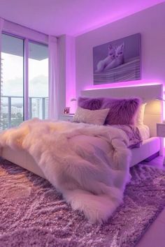 bedroom refresh ideas Apartment Bedrooms Aesthetic, Colored Lights Bedroom, Pink And Purple Room Decor, Pink Bedroom Decor Girly, Big Room Design, Vibey Apartment Bedroom, Aesthetic Apartment Bedrooms, Classy Modern Bedroom, 2024 Bedroom Ideas