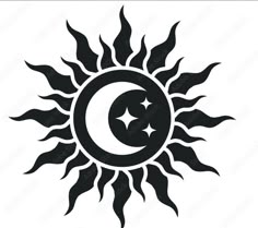 the sun and moon symbol is shown in black