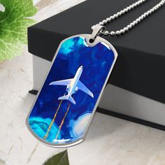 "🌘MESSAGE CARD🌒 Elevate Your Wanderlust, The Thrilling Artistry of Flight. Let the airplane's graceful form inspire your next adventure, igniting a passion for exploration that knows no bounds! 🌘JEWELLERY DESCRIPTION🌒 Embark on a journey of style and adventure with our captivating Airplane Necklace collection, a tribute to the thrill of aviation and the soaring spirit of flight. Each pendant is a timeless symbol of wanderlust and the dream to conquer the skies. Let your passion take flight w Airplane Jewelry, Gifts For Pilots, Plane Necklace, Airplane Necklace, Airplane Gifts, Engraved Dog Tags, Alphabet A, Timeless Symbol, Pilot Gifts