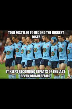 a group of rugby players standing next to each other on a field with text that reads, told foxel to record the biggest loss it keeps records