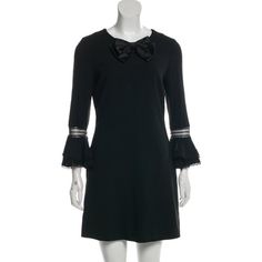 Saint Laurent | Dresses | Saint Laurent Babydoll Bow Mini Dress | Poshmark Fitted Mini Dress With Bow For Daywear, Elegant Bow Mini Dress For Daywear, Elegant Mini Dress With Bow For Daywear, Black Bow Dress For Fall, Elegant Black Mini Dress For Daywear, Silk Babydoll, Bow Mini Dress, Saint Laurent Dress, Lace Panelled