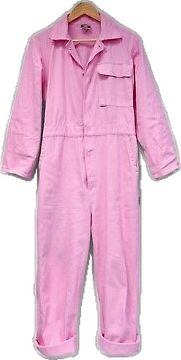 Fitted Cotton Jumpsuits And Rompers In Solid Color, Pink Shortalls With Pockets, Fitted Casual Shortalls For Work, Fitted Pink Jumpsuits And Rompers With Pockets, Casual Fitted Shortalls For Workwear, Casual Pink Shortalls, Cotton Full-length Relaxed Fit Overalls, Casual Pink Overall Shortalls, Pink Relaxed Fit Cotton Jumpsuit