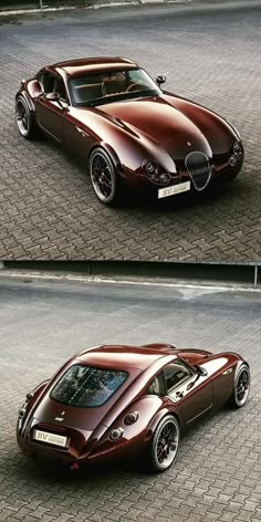 a brown car parked on top of a street