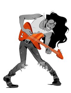 a drawing of a woman playing an electric guitar