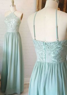 Sage Prom Dress, Halter Prom Dresses Long, Green Spaghetti, Evening Dress Long, Halter Prom Dresses, Backless Evening Dress, Prom Dresses 2018, Prom Dresses 2017, Spaghetti Strap Prom Dress