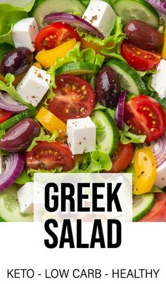 greek salad with lettuce, tomatoes, cucumbers and feta cheese