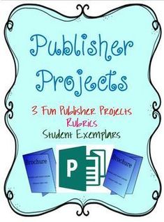 a blue sign with the words,'publisher projects'and two folders