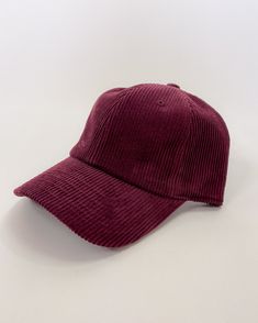 Corduroy material baseball cap. Comes in both Khaki and Burgundy. Adjustable. The perfect accessory for fall! Fall accessories, fall style, women's accessories, women's hat. Trendy Ribbed Cap, Adjustable Ribbed Cap, Casual Ribbed Cap, Winter Corduroy Baseball Cap With Curved Brim, Everyday Corduroy Snapback Baseball Cap, Trendy Corduroy Snapback Baseball Cap, Casual Corduroy Baseball Cap For Winter, Winter Casual Corduroy Baseball Cap, Trendy Corduroy Hat