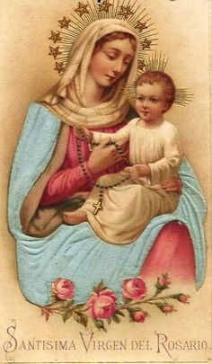 an image of the virgin mary holding a baby