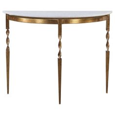 Ivy Hollywood Regency Gold Iron Base White Marble Top Demilune Console Table Acrylic Console Table, Grey Console Table, Uttermost Furniture, Gold Console Table, Antique Console Table, White Console Table, Contemporary Console Table, Marble Console Table, Marble Console