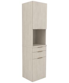 a white cabinet with two drawers on it